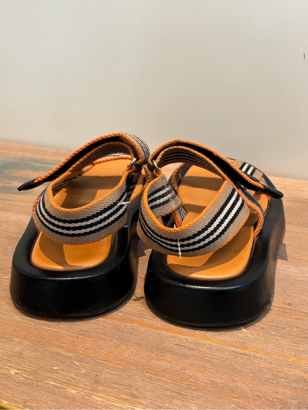 Burberry Eve Icon Stripe Strappy canvas, leather Sandals deep orange 39/9 $650 - Picture 9 of 11